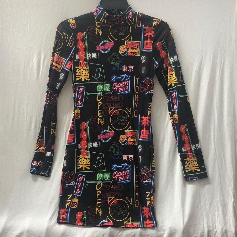 Publik neon sign long sleeve dress